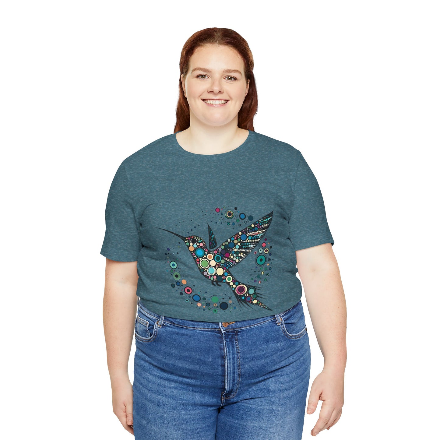 Hummingbird Dot Art T-Shirt – Colorful Nature-Inspired Graphic Tee