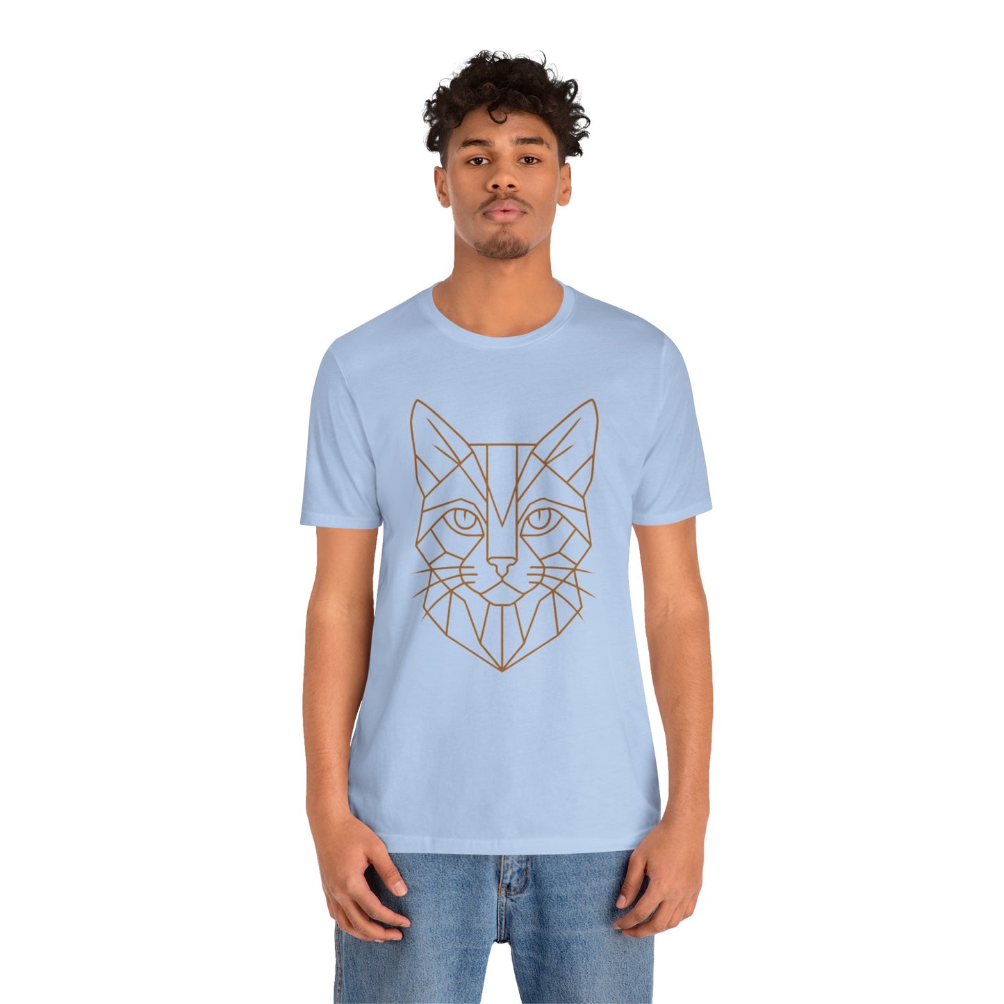 Geometric Cat T-Shirt – Minimalist Line Art Tee