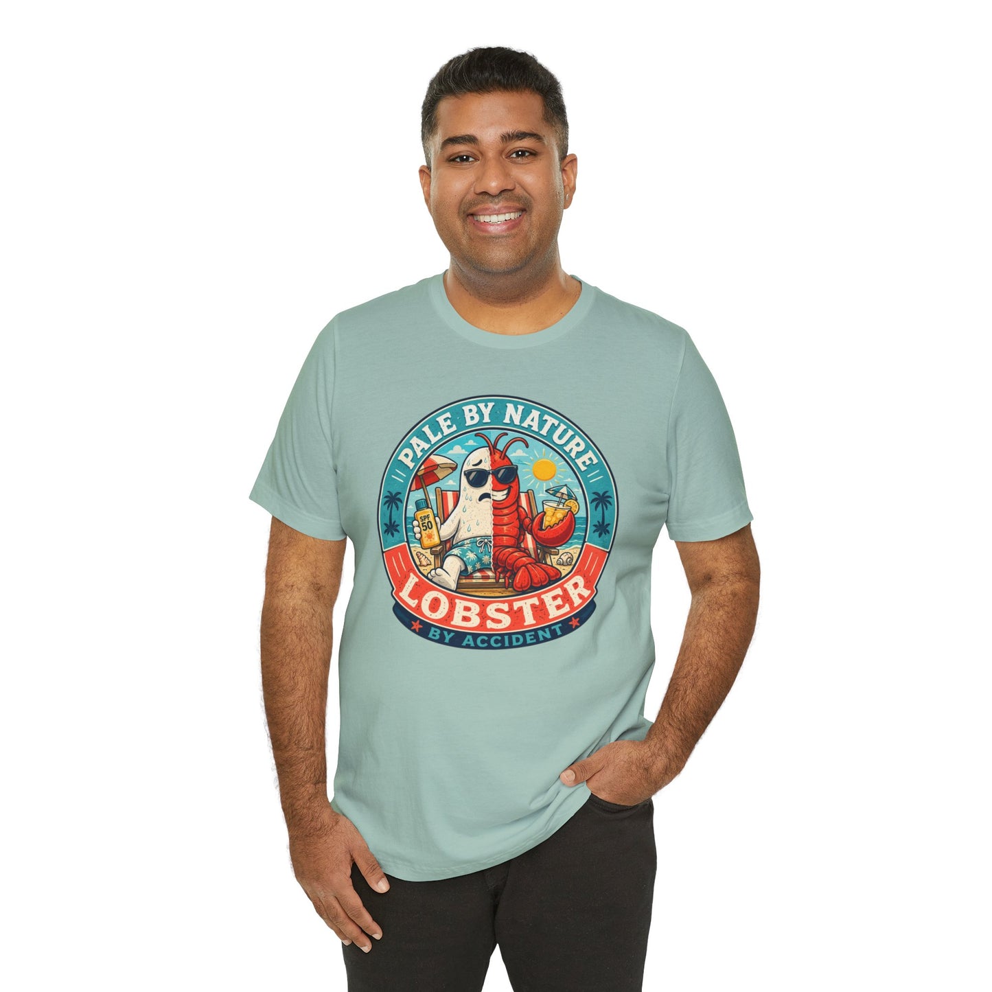 Pale by Nature Lobster by Accident T-Shirt – Funny Sunburn Summer Graphic Tee