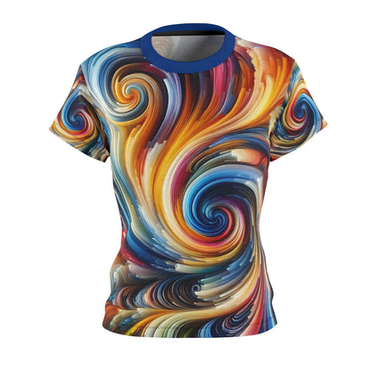 Color Storm Swirl Tee – All-Over Rainbow Brushstroke Women’s Shirt