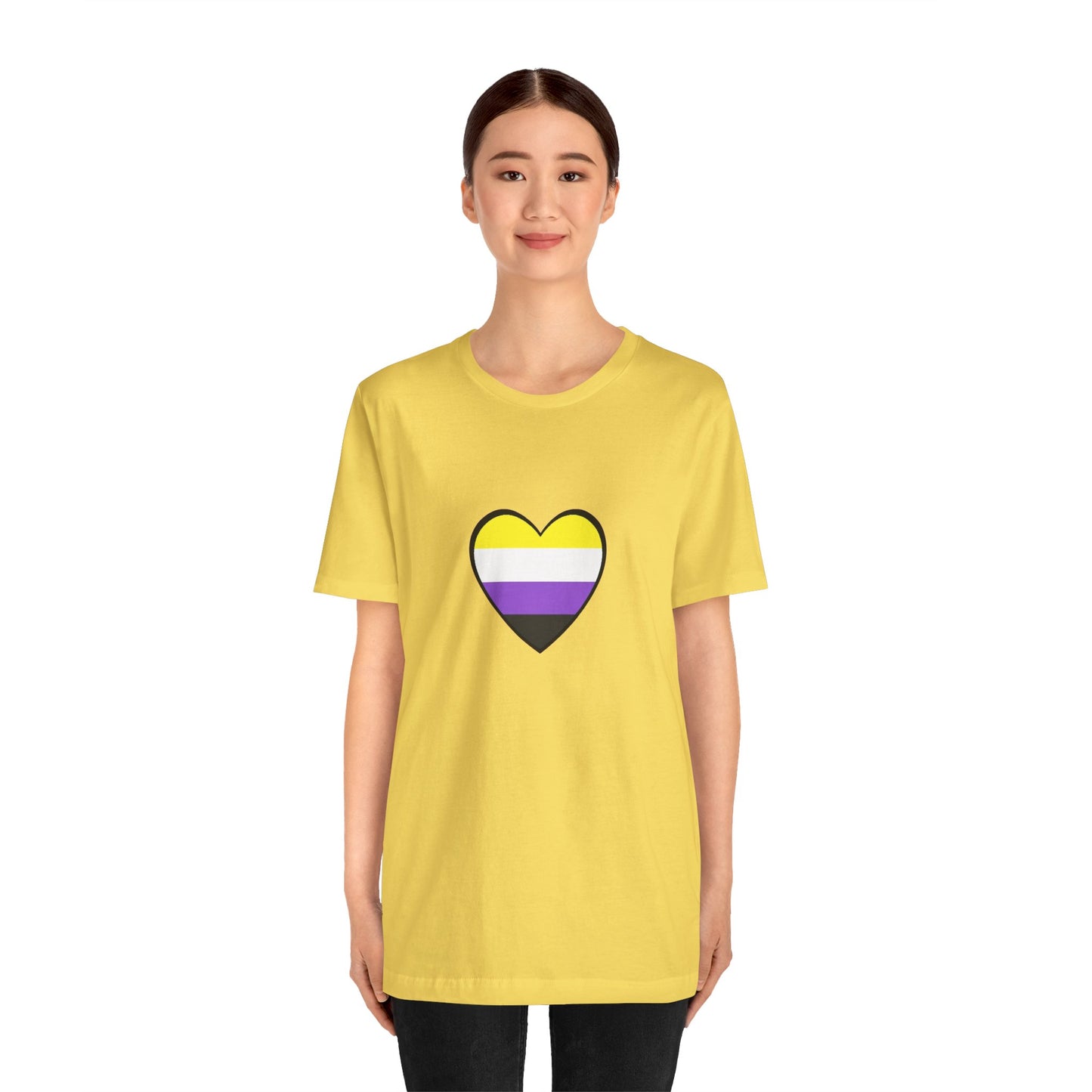 Nonbinary Pride Flag Heart T-Shirt – Unisex LGBTQ+ Graphic Tee