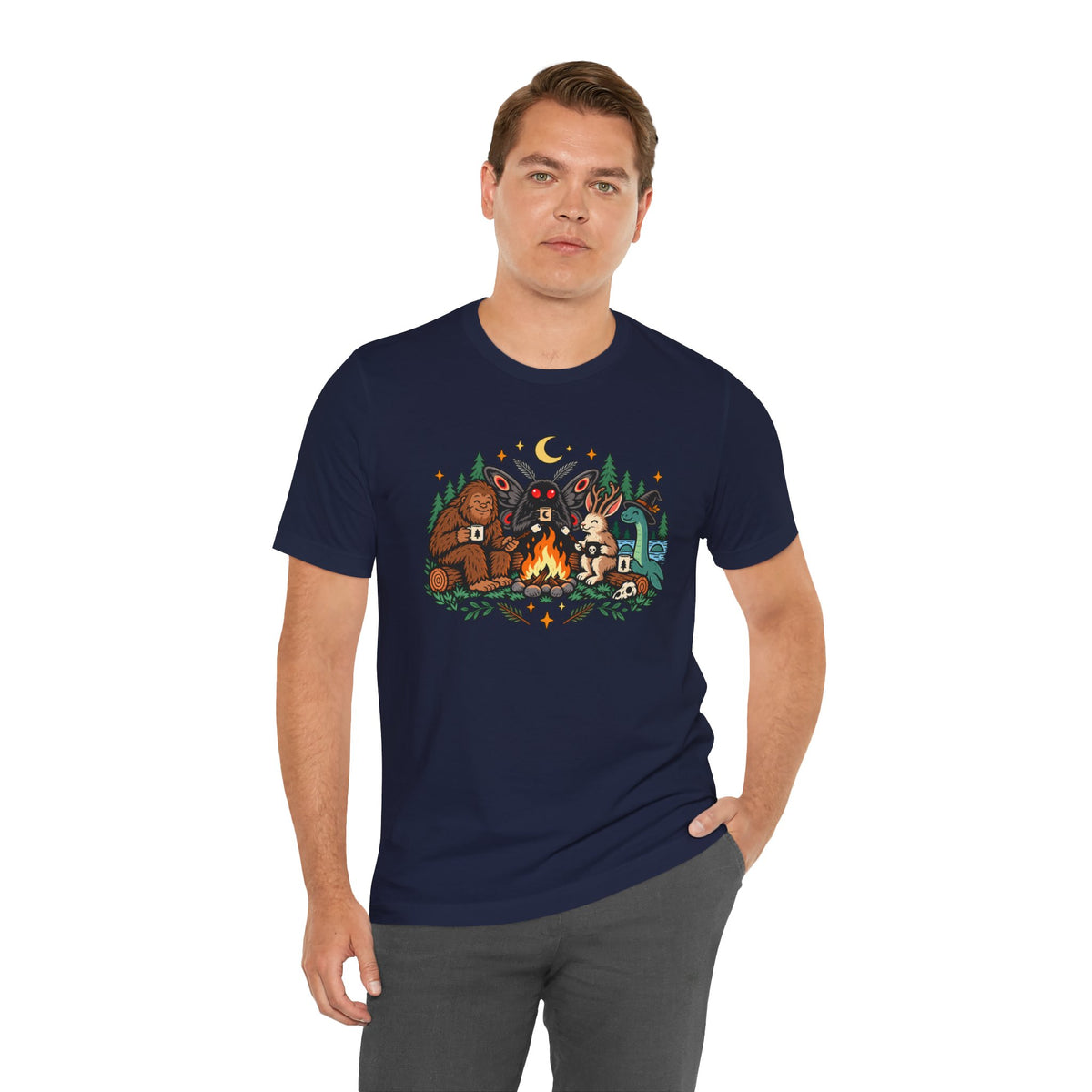 Cryptid Campfire T-Shirt – Bigfoot, Mothman & Nessie Tee
