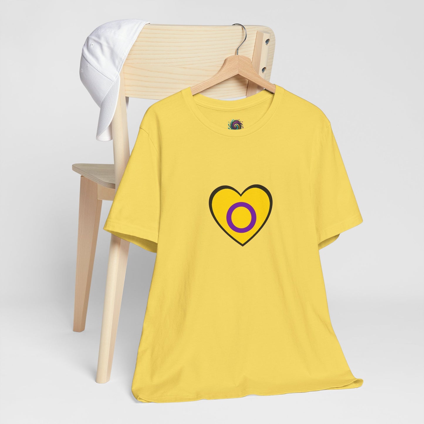 Intersex Pride Flag Heart T-Shirt – Minimalist LGBTQ+ Support Tee