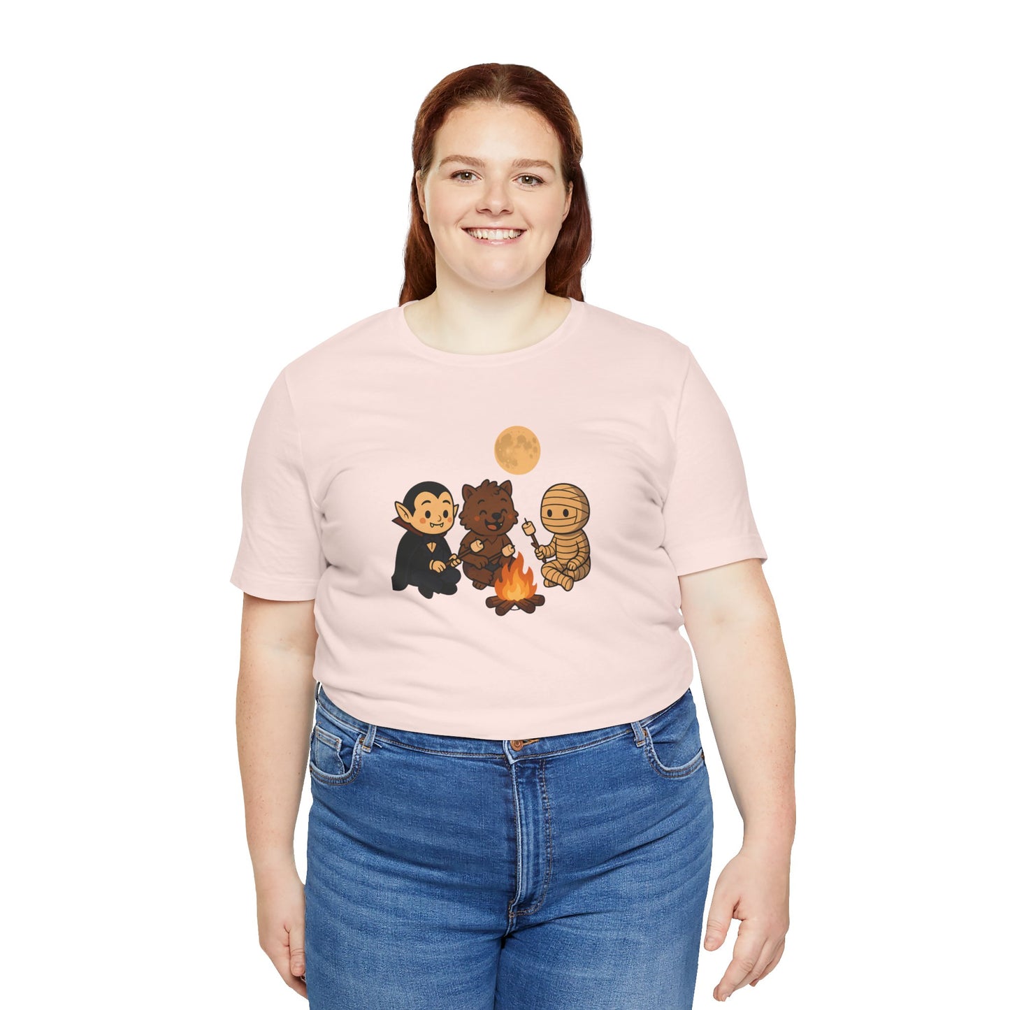 Halloween Monsters Campfire T-Shirt – Cute Monster Shirt with Roasting Marshmallows