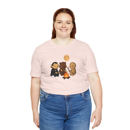 Halloween Monsters Campfire T-Shirt – Cute Monster Shirt with Roasting Marshmallows