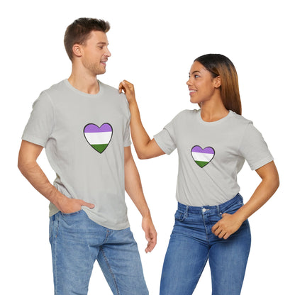 Genderqueer Flag Heart T-Shirt – Unisex LGBTQ+ Graphic Tee