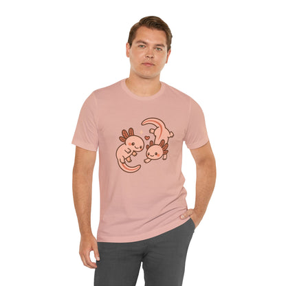 Kawaii Axolotl T-Shirt – Cute Tee with Smiling Axolotls - WhimSpin - https://whimspin.com