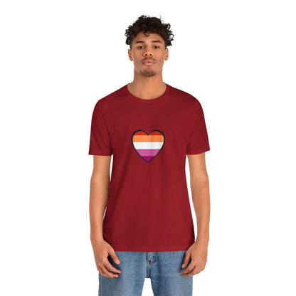 Lesbian Flag Heart T-Shirt – Bold LGBTQ+ Graphic Tee
