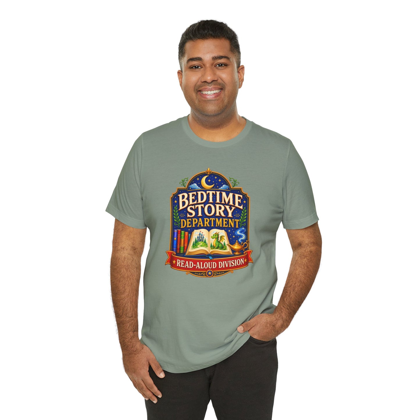 Bedtime Story Department T-Shirt – Read-Aloud Parent Tee