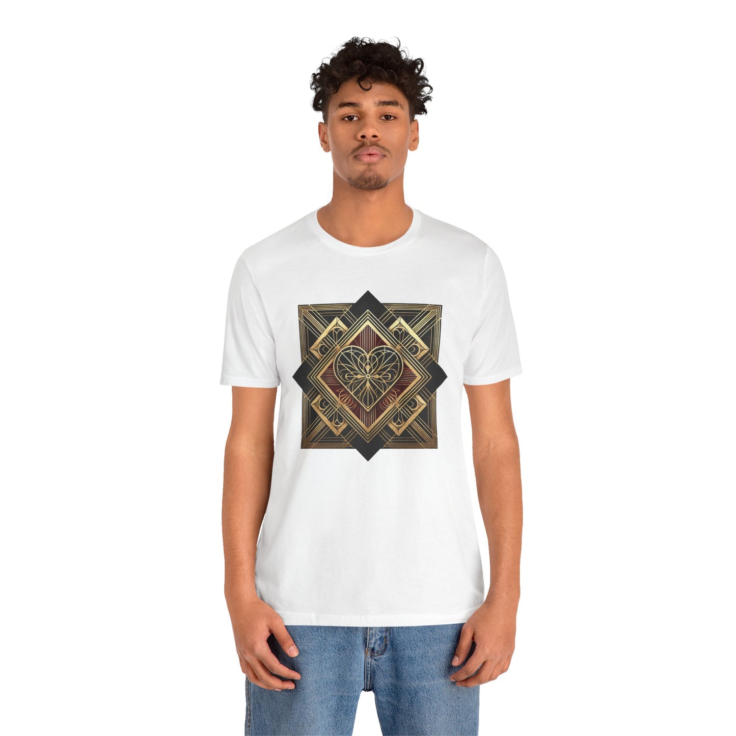 Art Deco Heart T-Shirt – Romantic Valentine's Day Graphic Tee