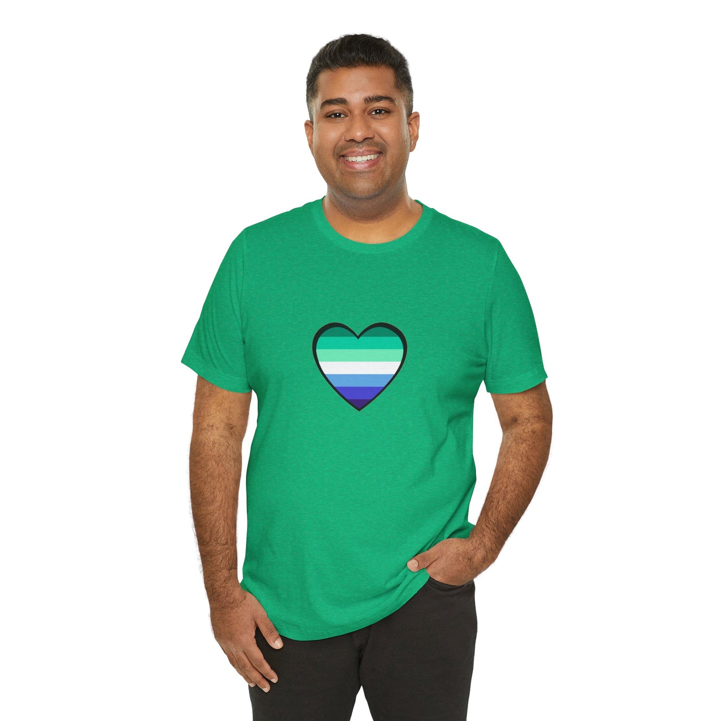 Gay Men’s Pride Flag Heart T-Shirt – LGBTQ+ Flag Design on Unisex Tee