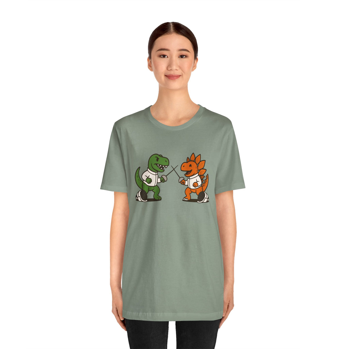 Dinosaur Fencing T-Shirt – T-Rex vs Stegosaurus Tee