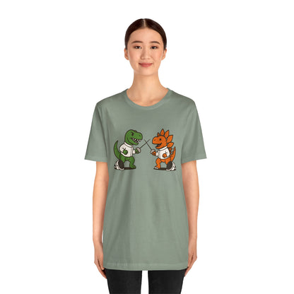 Dinosaur Fencing T-Shirt – T-Rex vs Stegosaurus Tee