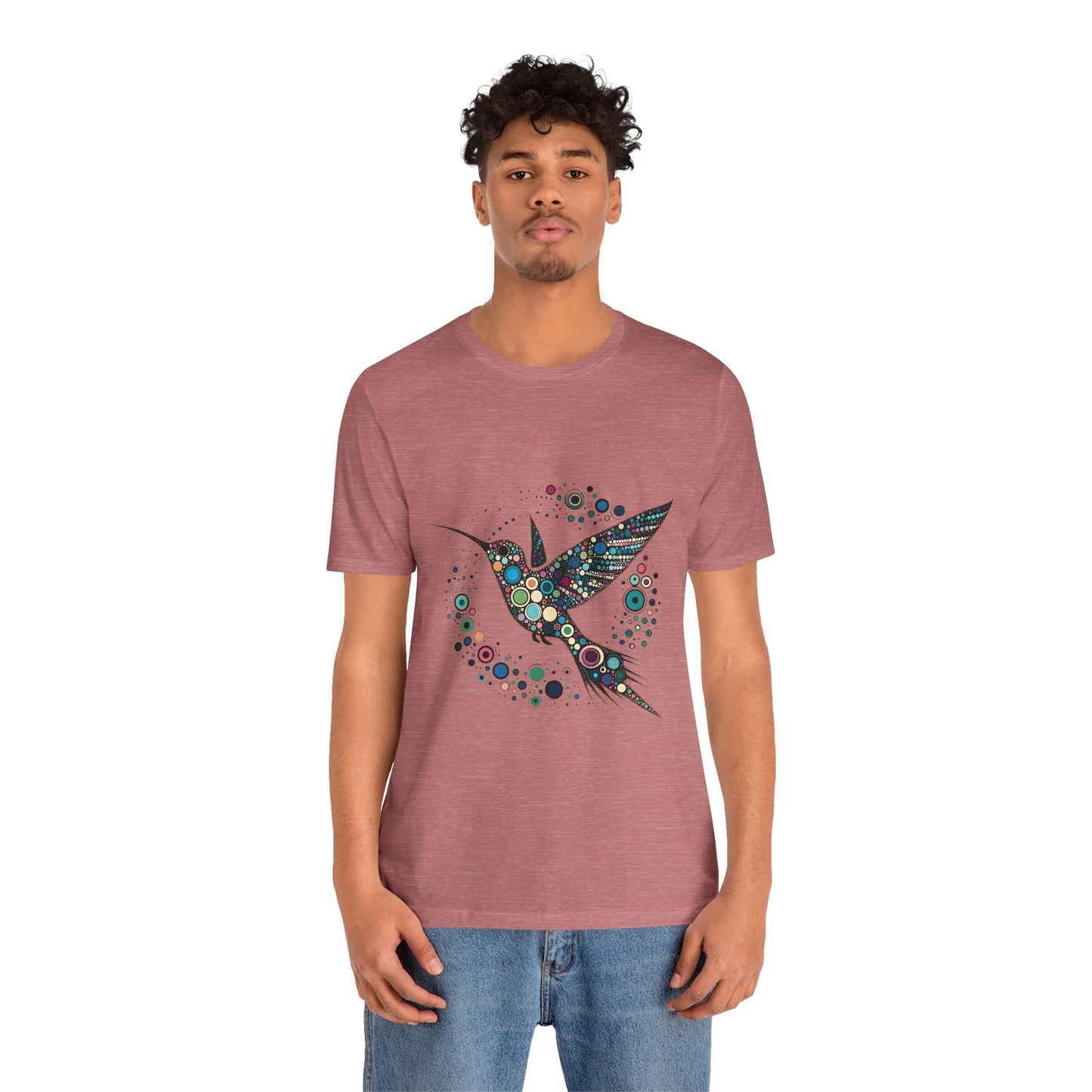 Hummingbird Dot Art T-Shirt – Colorful Nature-Inspired Graphic Tee