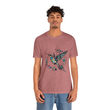 Hummingbird Dot Art T-Shirt – Colorful Nature-Inspired Graphic Tee