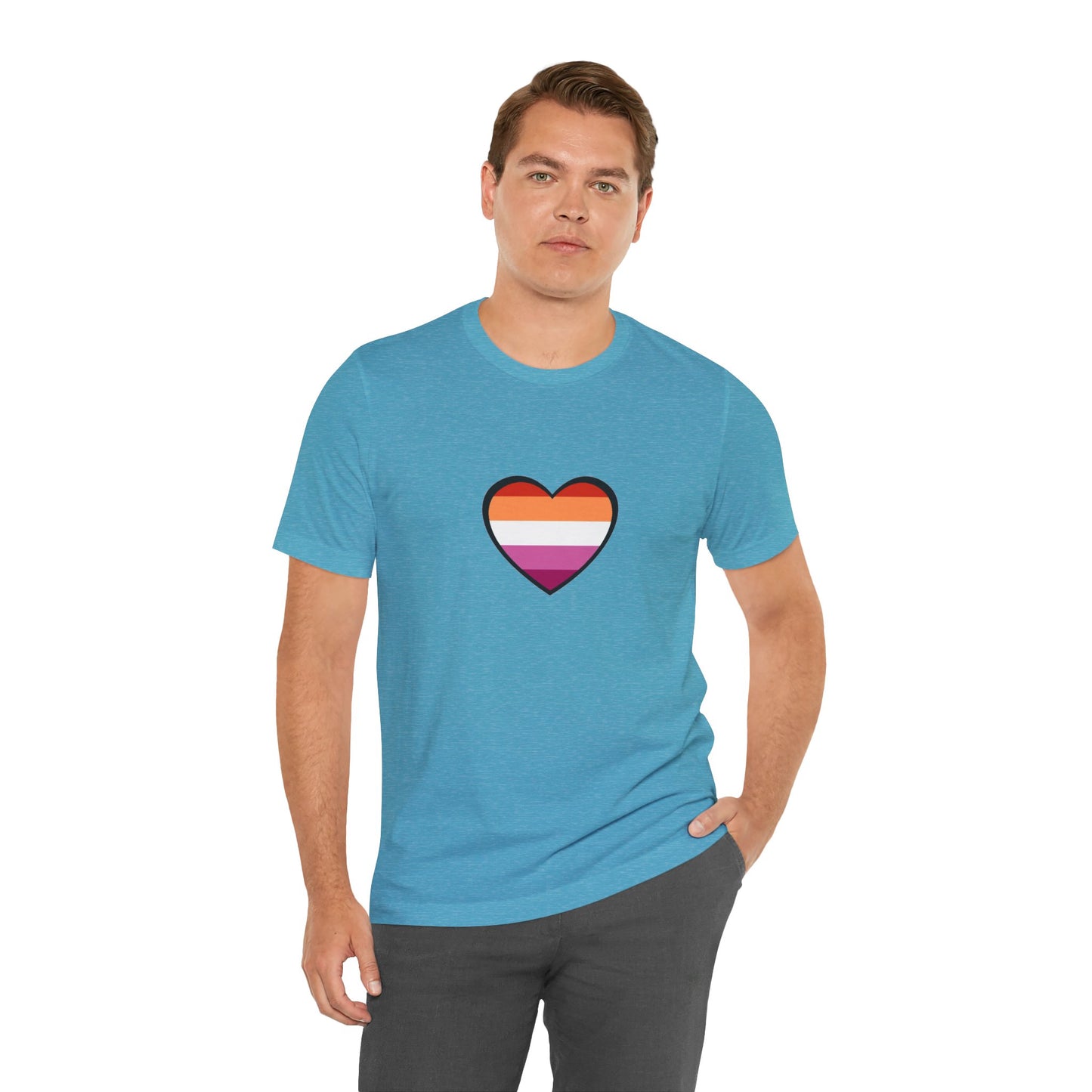 Lesbian Flag Heart T-Shirt – Bold LGBTQ+ Graphic Tee