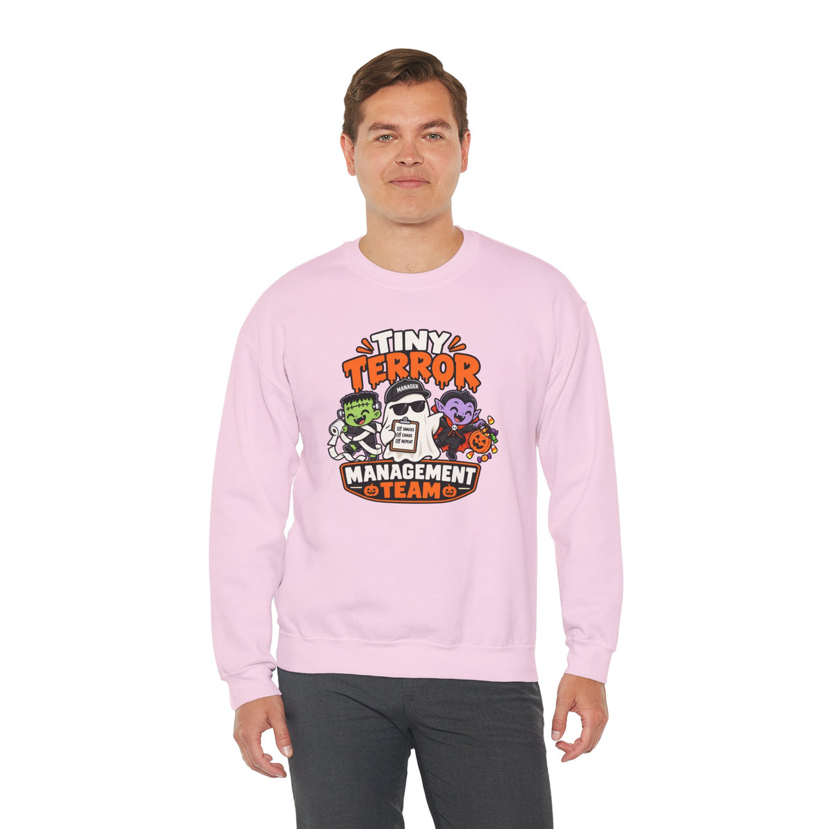 Tiny Terror Management Team Sweatshirt – Funny Halloween Parent Crewneck
