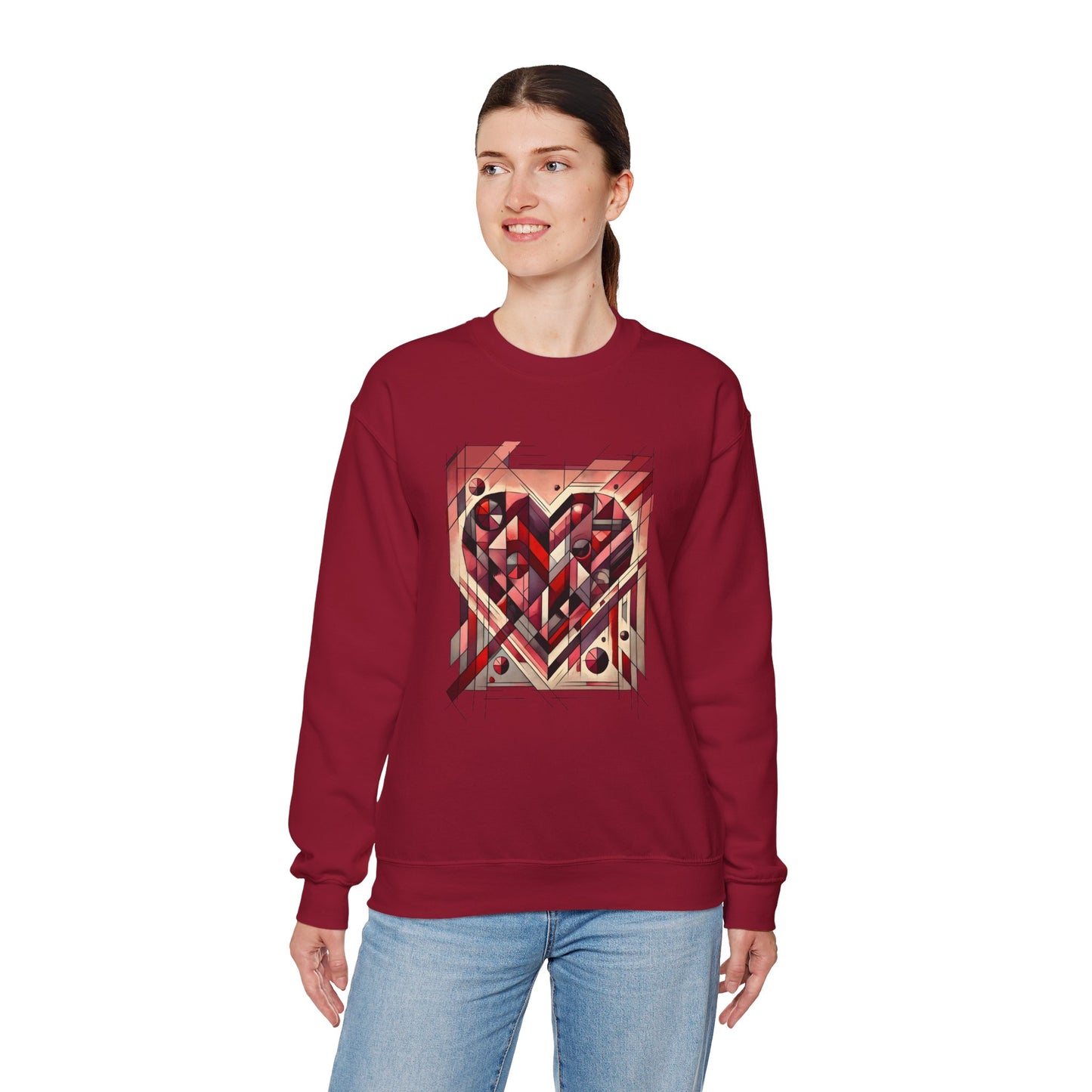 Cubist Heart Sweatshirt – Modern Art Valentine's Day Pullover