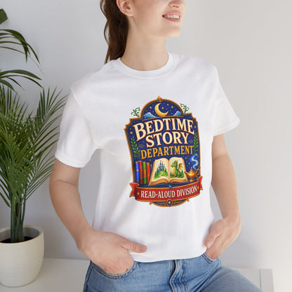 Bedtime Story Department T-Shirt – Read-Aloud Parent Tee