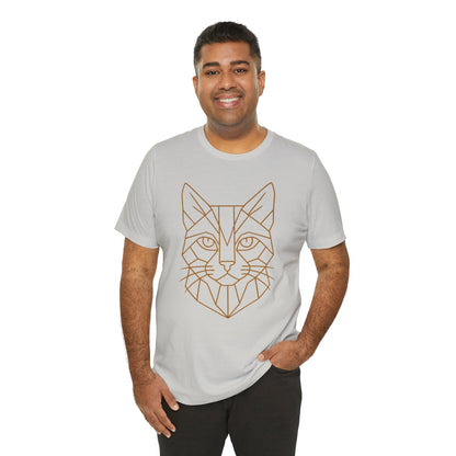 Geometric Cat T-Shirt – Minimalist Line Art Tee