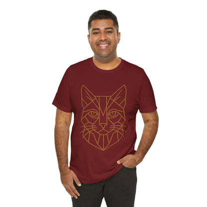 Geometric Cat T-Shirt – Minimalist Line Art Tee - WhimSpin - https://whimspin.com