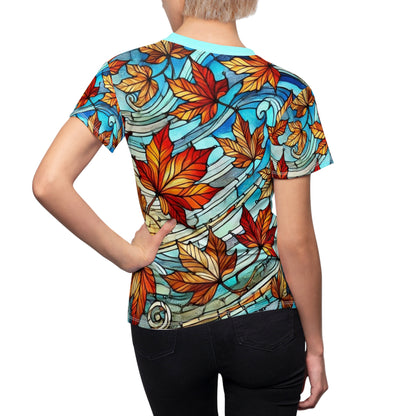 Stained Glass Maple Leaves Women’s All Over Print Shirt