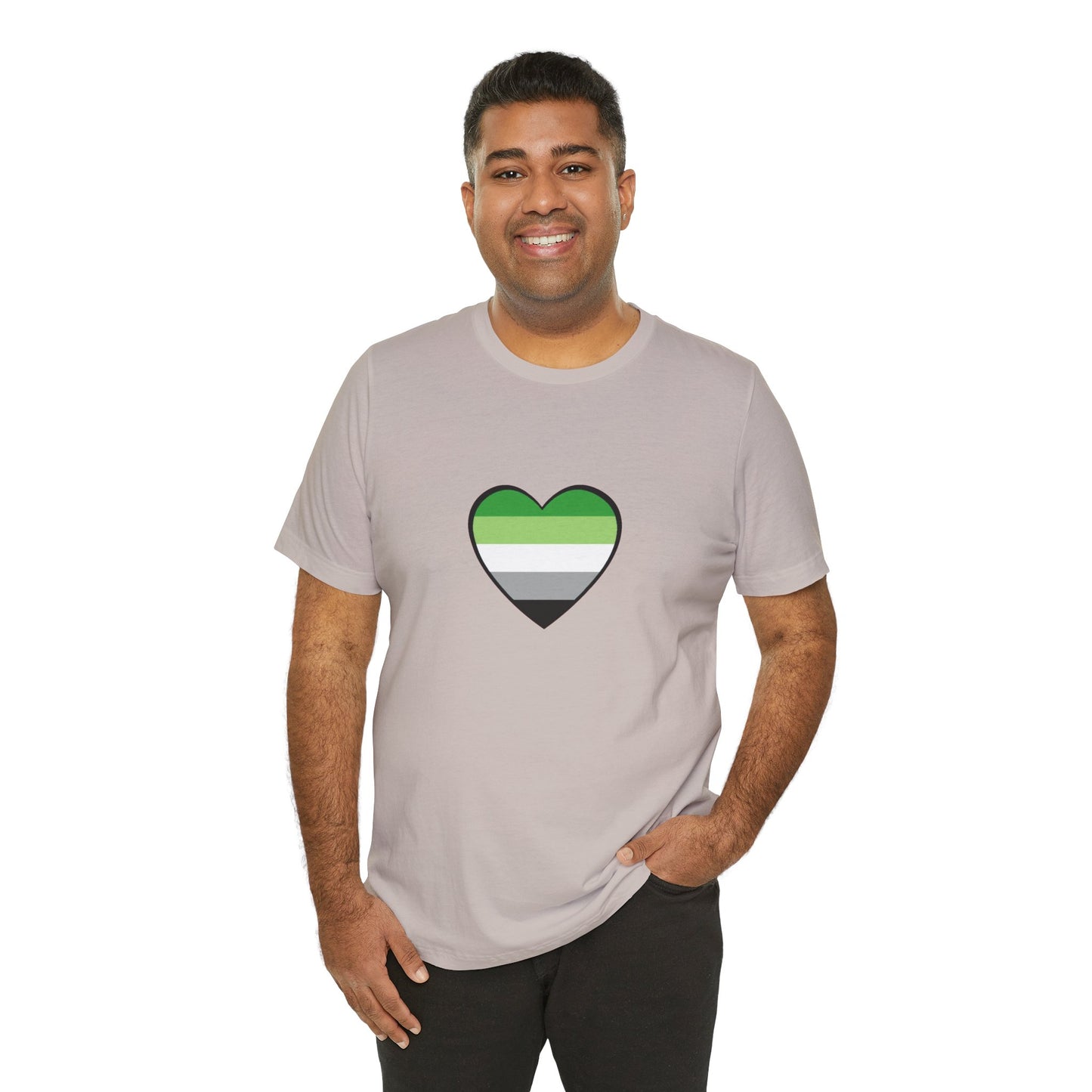 Aromantic Pride Heart T-Shirt – Minimalist Aro Flag LGBTQIA+ Tee