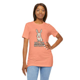 Peach crewneck T-shirt with bunny character and 