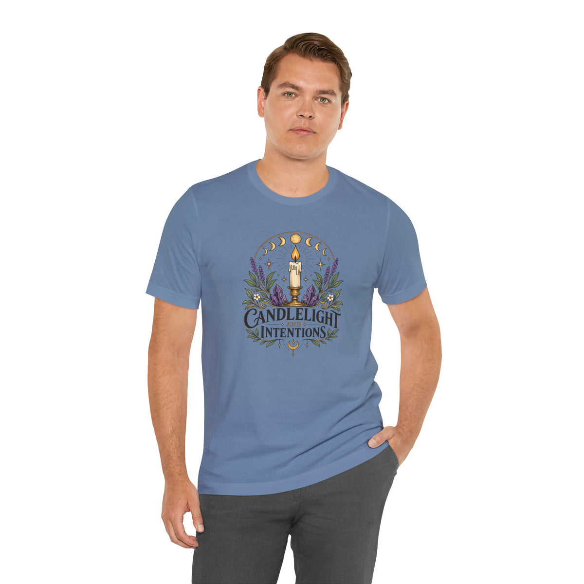Candlelight and Intentions T-Shirt – Witchy Celestial Tee