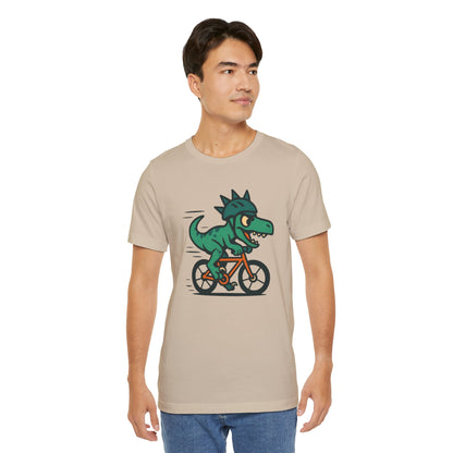 Velociraptor on a Bike T-Shirt – Funny Dino Velo Tee