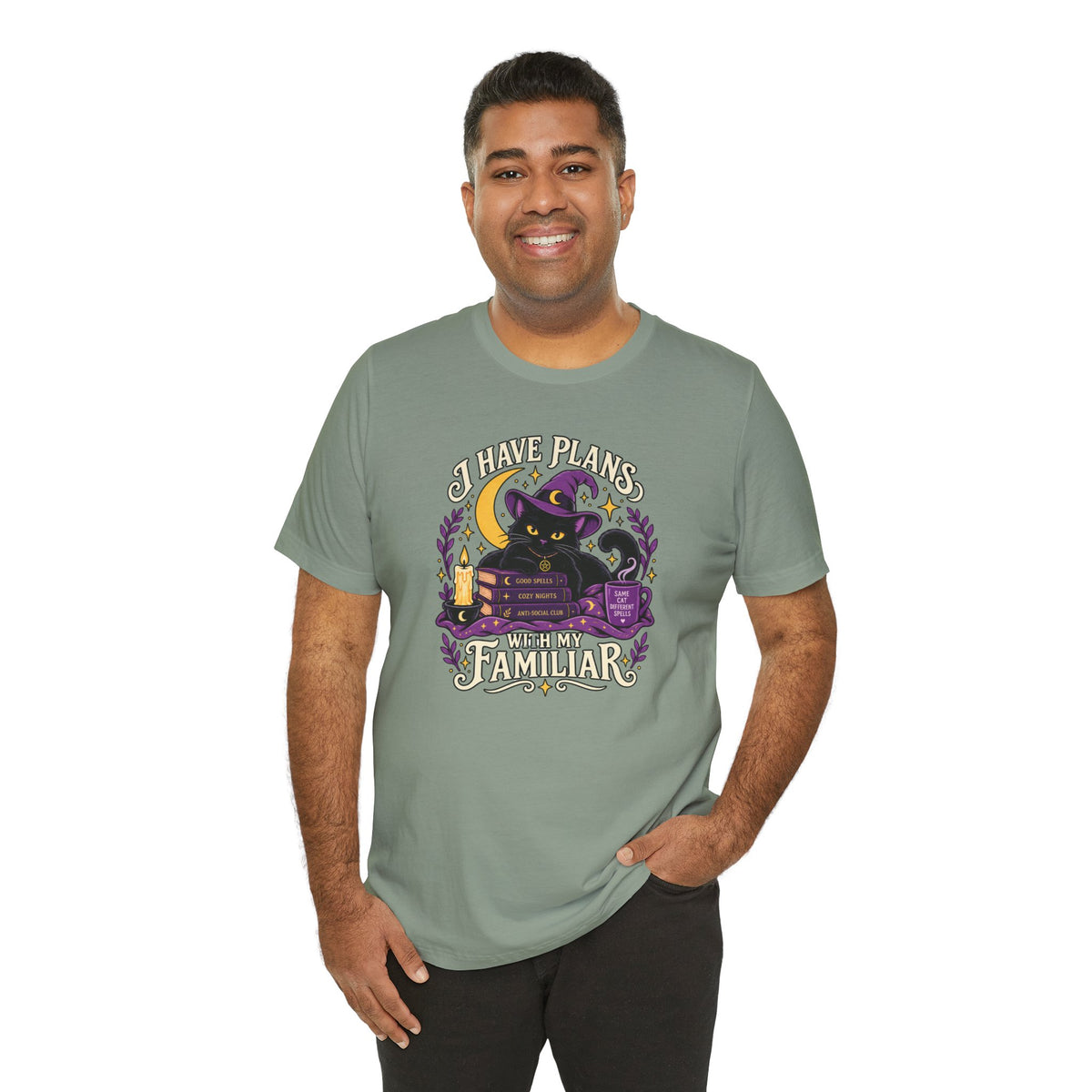 I Have Plans With My Familiar T-Shirt - Funny Witchy Introvert Cat Tee