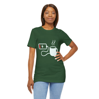 Low Battery Need Coffee Tee – Funny Caffeine Graphic T-Shirt