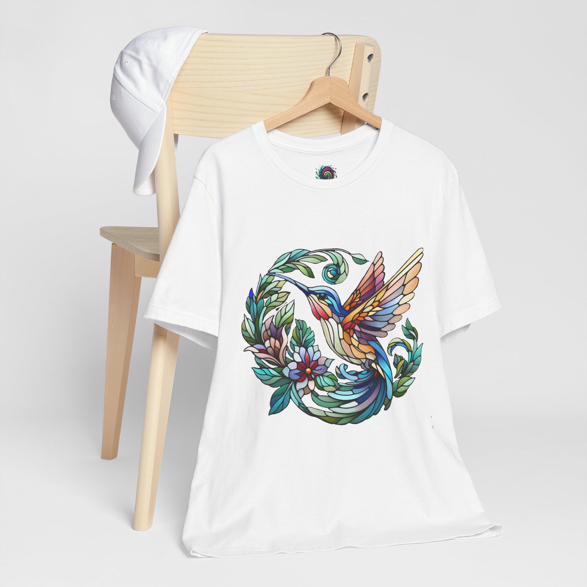 Stained Glass Hummingbird Tee – Vibrant Nature Shirt - WhimSpin - https://whimspin.com