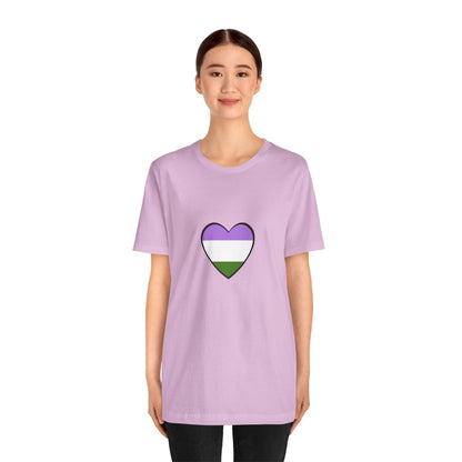 Genderqueer Flag Heart T-Shirt – Unisex LGBTQ+ Graphic Tee