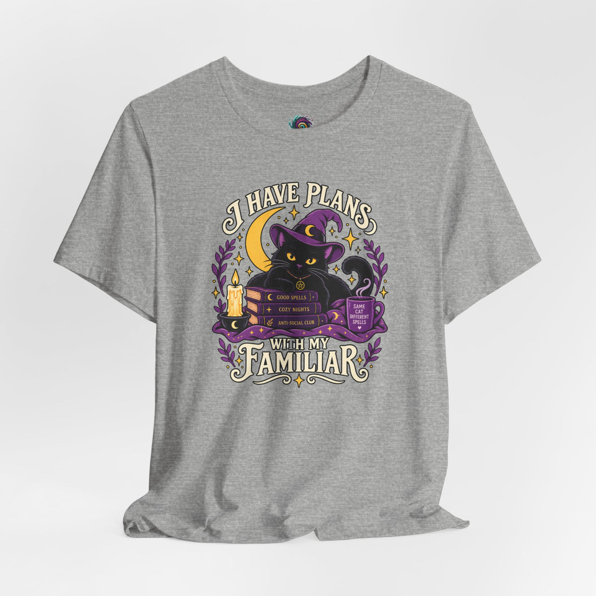 I Have Plans With My Familiar T-Shirt - Funny Witchy Introvert Cat Tee
