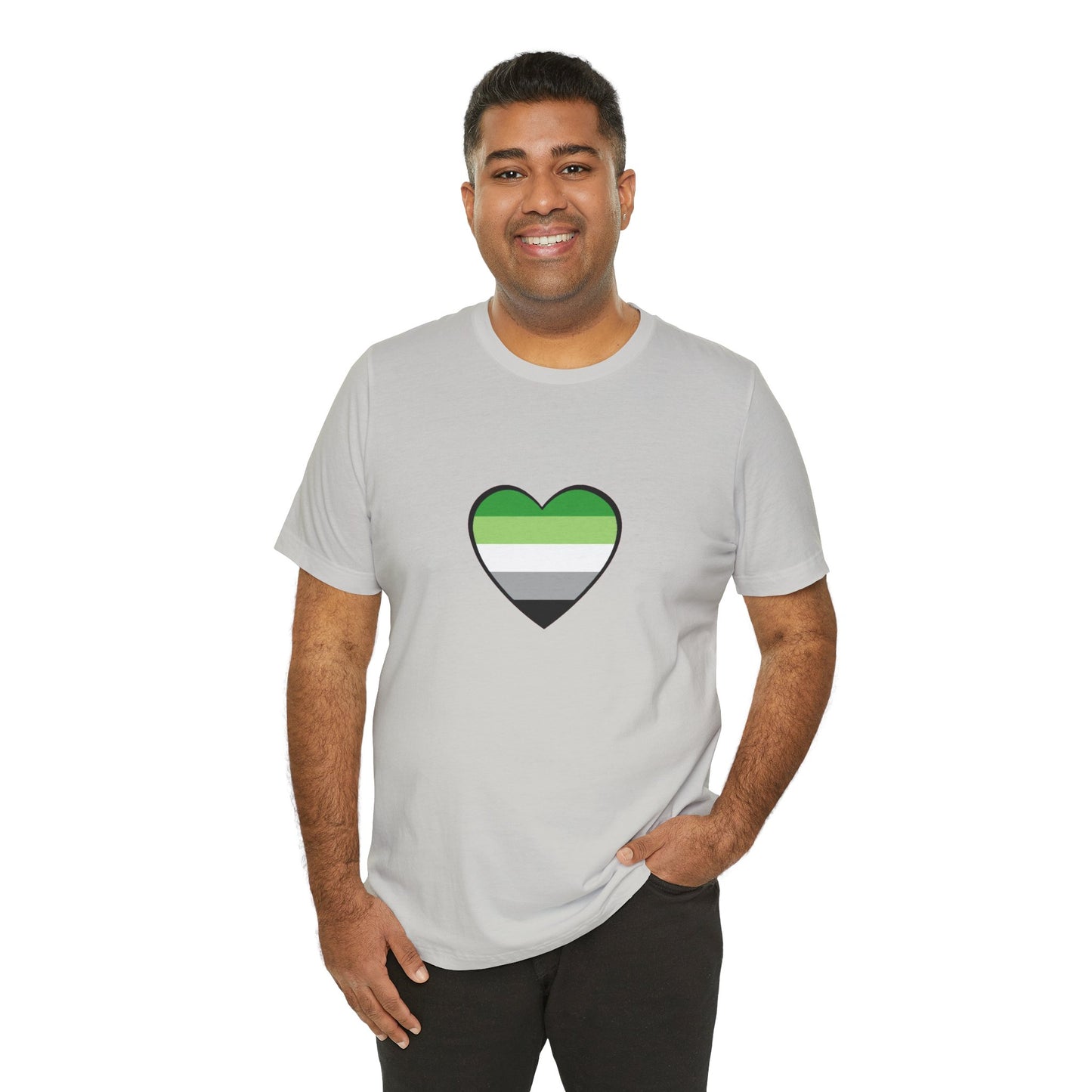 Aromantic Pride Heart T-Shirt – Minimalist Aro Flag LGBTQIA+ Tee