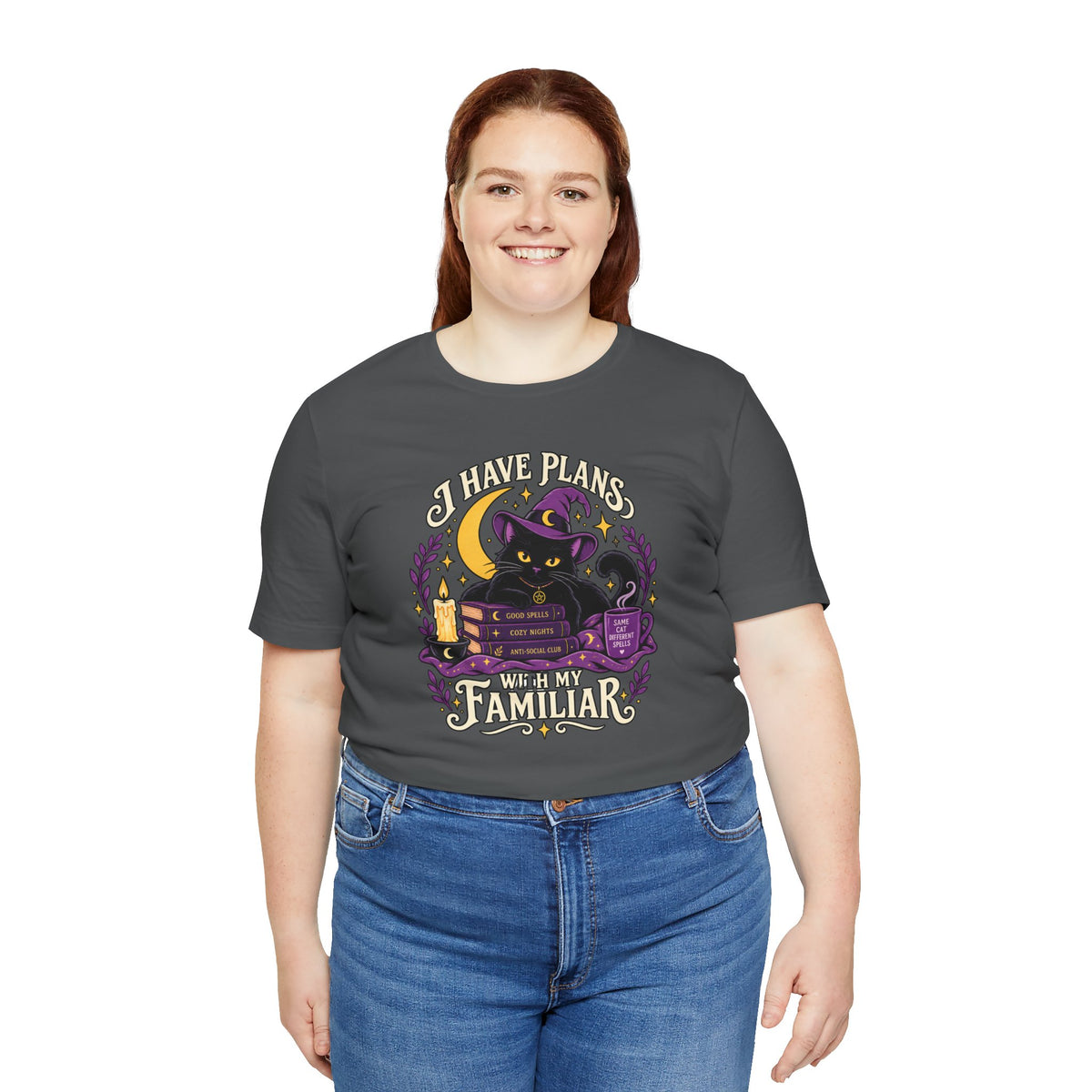 I Have Plans With My Familiar T-Shirt - Funny Witchy Introvert Cat Tee
