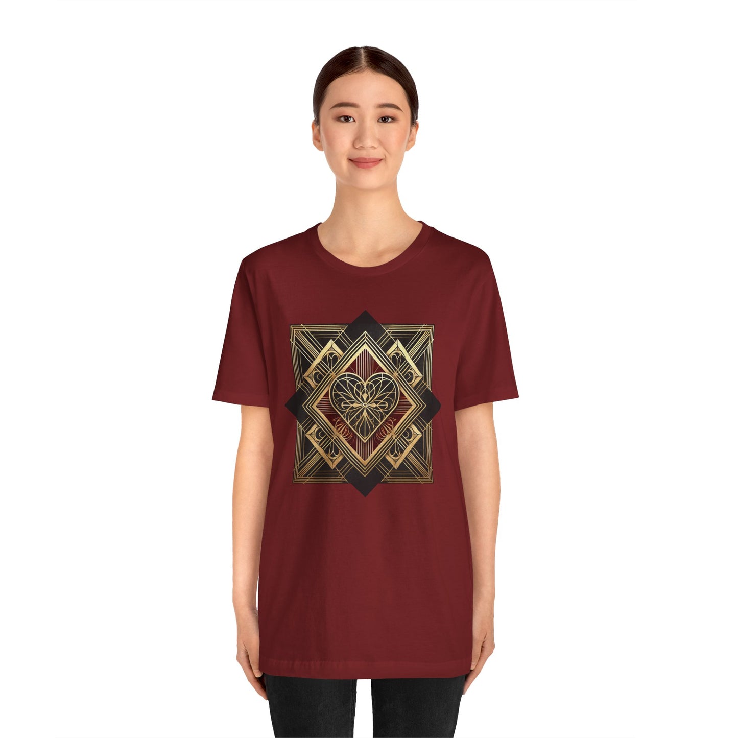 Art Deco Heart T-Shirt – Romantic Valentine's Day Graphic Tee