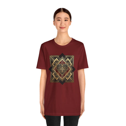 Art Deco Heart T-Shirt – Romantic Valentine's Day Graphic Tee