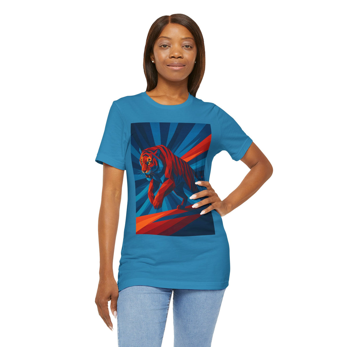 Geometric Tiger T-Shirt – Bold Jungle Animal Tee in Abstract Style - WhimSpin - https://whimspin.com