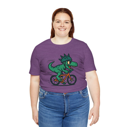 Velociraptor on a Bike T-Shirt – Funny Dino Velo Tee