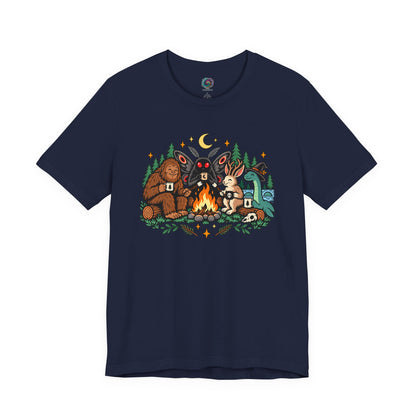 Cryptid Campfire T-Shirt – Bigfoot, Mothman & Nessie Tee
