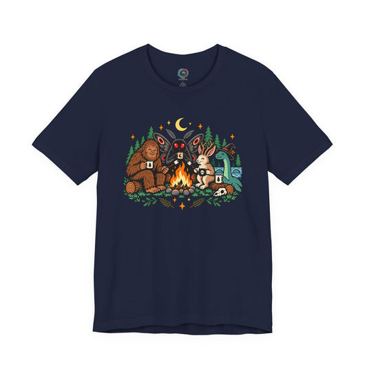 Cryptid Campfire T-Shirt – Bigfoot, Mothman & Nessie Tee