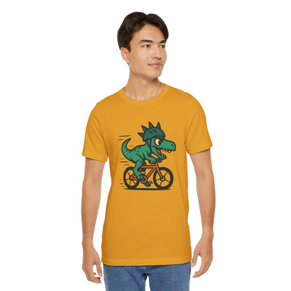 Velociraptor on a Bike T-Shirt – Funny Dino Velo Tee