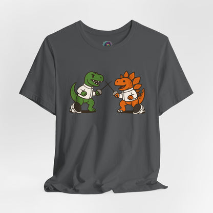 Dinosaur Fencing T-Shirt – T-Rex vs Stegosaurus Tee