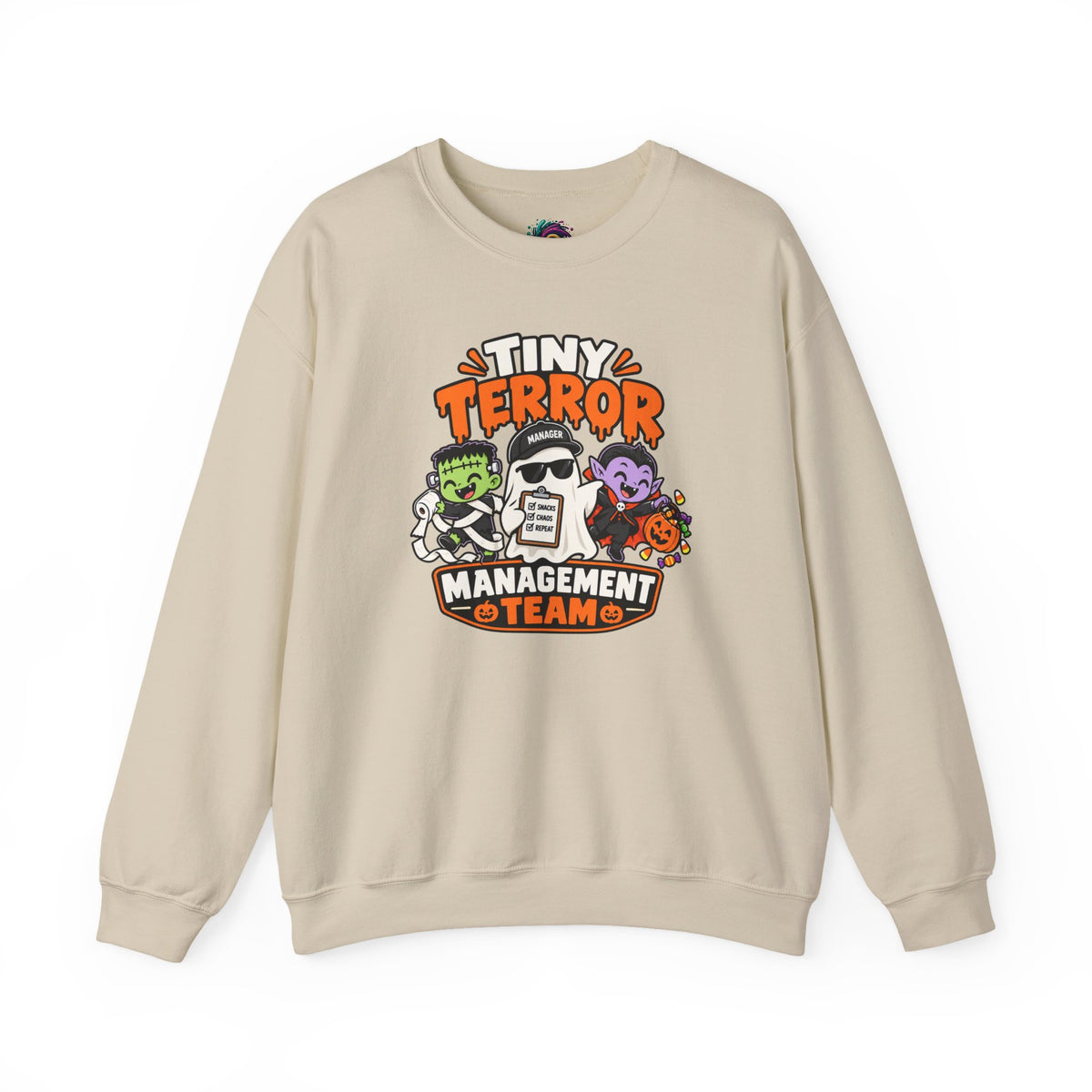 Tiny Terror Management Team Sweatshirt – Funny Halloween Parent Crewneck