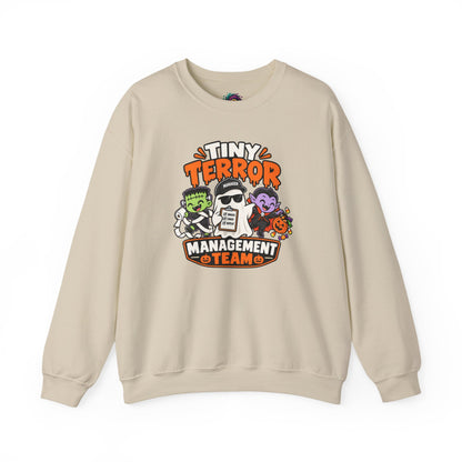 Tiny Terror Management Team Sweatshirt – Funny Halloween Parent Crewneck