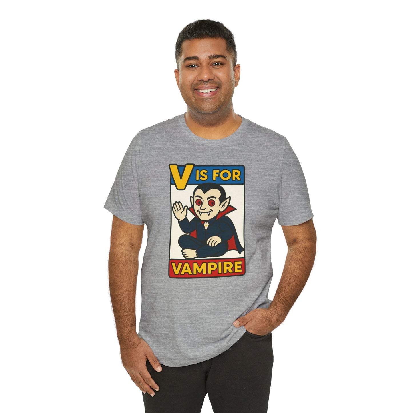 V is for Vampire T-Shirt – Funny Halloween Legend Alphabet Tee