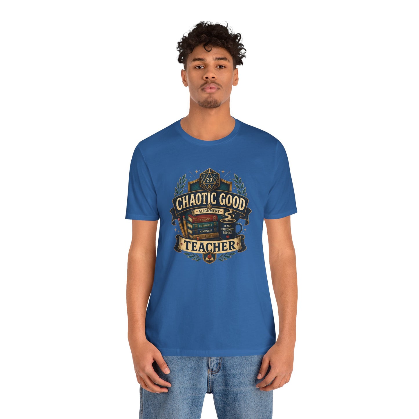 Chaotic Good Teacher T-Shirt – RPG Teacher Graphic Tee