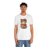 White T-shirt with “Pumpkin Spice Has Entered the Chat” graphic on the front
